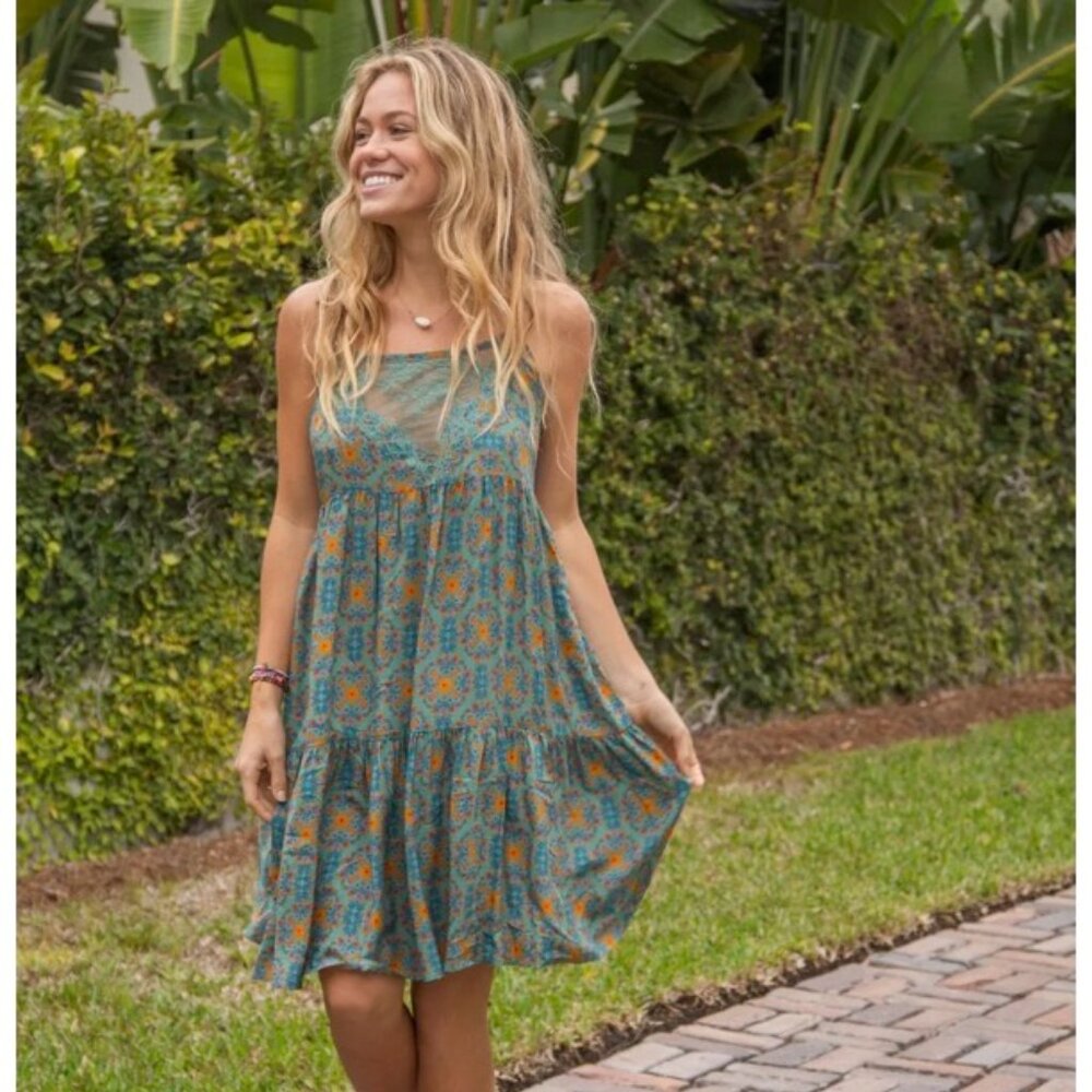 NATURAL LIFE Piper Mini Dress - Teal Floral